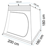 XL Innenzelt für 3 Personen 200x180 - mit 2 Wege-Reißverschlusstür wasserdichter Bodenwanne Innenkabine Schlafkabine atmungsativer Polyester mit Lüftungsnetz Schlafzelt für das Vorzelt