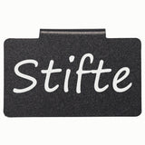 Etikettenhalter aus PVC in Schwarz 4x7cm  - Beschriftungsclip für Aufbewahrungsboxen für Regal Schubladen Schranktüren bis 1,5cm zum Einhängen Aufstecken Korbetiketten