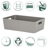 Ordnungsbox - taupe - Lederoptik - 39,5 x 24,5 cm - Schubladenorganizer Ordnungskorb Organizerbox - Ordnungssystem Kunststoff - Aufbewahrung Bad Korb Schrank Schreibtisch Kiste