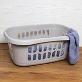 Hüft Wäschekorb 38 Liter GRAU mit 3 Griffmulden - 60x39x24 cm ergonomisch geformt - mit Löcher - Wäschesammler Wäschesortierer Wäschebox - Hipster