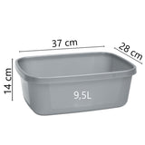 2 x Schüssel 9,5 Liter - rechteckig- 37x28x14cm - grau - Waschschüssel Spülschüssel Wasserschüssel Kunststoff Spüle Waschbecken Wanne Box - Fußpflege Fußwanne