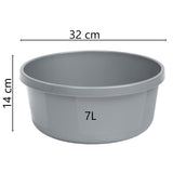 4 x Schüssel 8 Liter - rund- D-32x14cm - grau - Waschschüssel Spülschüssel Wasserschüssel Kunststoff Spüle Waschbecken Wanne Box - Abwaschschüssel