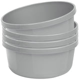 4 x Schüssel 8 Liter - rund- D-32x14cm - grau - Waschschüssel Spülschüssel Wasserschüssel Kunststoff Spüle Waschbecken Wanne Box - Abwaschschüssel