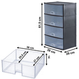 Schubladenbox 39x29 cm schwarz-transparent Drawer Tower - Schubladenbox Kunststoff Drawer Tower Box Organizer für Schreibtisch Easy-Pull-System