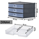 Schubladenbox 33x25 DINA4 schwarz-transparent Drawer - Schubladenbox Kunststoff Drawer Tower Box Organizer für Schreibtisch Easy-Pull-System