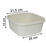 Schüssel 9 Liter - quadratisch- 31x31x14cm - beige - Waschschüssel Spülschüssel Wasserschüssel Lebensmittelecht - Kunststoff Spüle Waschbecken Wanne Box - Camping Abwaschschüssel Plastikschüssel