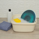 Schüssel 9 Liter - quadratisch- 31x31x14cm - beige - Waschschüssel Spülschüssel Wasserschüssel Lebensmittelecht - Kunststoff Spüle Waschbecken Wanne Box - Camping Abwaschschüssel Plastikschüssel