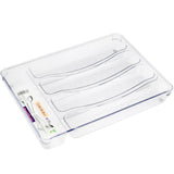 Transparenter Besteckkasten 33x23x5 cm mit 5 Fächern - Besteckeinsatz für Schubladen Organizer Schubladeneinsatz Besteckbox Box Besteckkorb Bestecksortierer