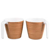 2 Stück Melamin Tasse 350 ml ideal für Camping - Bambi Braun - Stapelbar - 2 Personen Holzoptik Trinkbecher Kaffeetasse Kaffeebecher