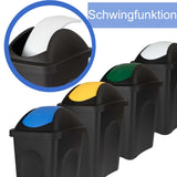 Mülleimer 30 Liter schwarz mit farbigem Schwingdeckel 29x36x51 cm Mülleimer Küche eckig Mülltonne, Abfalleimer Küche, Mistkübel, Trash Bin, Gelber Sack Mülleimer Deckel