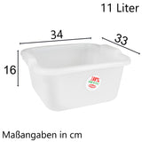 Schüssel 11 Liter quadratisch 34x33x16 cm weiß - Lebensmittelecht aus LDPE-Kunststoff Haushaltsschüssel Waschschüssel Universal Küchenschüssel Spülschüssel Kunststoff Fußbad Pflege - nestbar