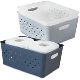 Ordnungsbox-Set WEIß-GRAU-ANTHRAZIT - 24x16x10cm - 3,3 Liter - DINA5 - Schubladenorganizer Ordnungskorb Schublade - Organizerbox Ordnungssystem Kunststoff Aufbewahrung Bad Korb Schrank Schreibtisch