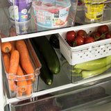 Kühlschrank-Organizer 37x11x9,5 cm durchsichtig stapelbar mit Griff - Aufbewahrungsbox Fridge Organizer Kühlschrankbox BPA-frei Speisekammer Bad Vorratsschrank transparent Küchenschrank Box