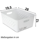 Ordnungsbox - 27x19x12cm - 5,2 Liter - Schubladenorganizer Ordnungskorb Schublade - Organizerbox Ordnungssystem Kunststoff Aufbewahrung Bad Korb Schrank Schreibtisch