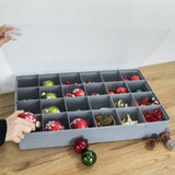 XXL Sortierbox mit 24 Fächern zu je 8,5x9,5 cm - 60x38x10cm groß GRAU mit transparentem Deckel - ideal für Christbaumkugel und Weihnachtsschmuck Aufbewahrungsbox Sortimentskasten Sortierkasten