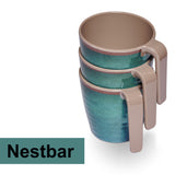 2 Stück Melamin Tassen 350 ml ideal für Camping - Jesolo Grün - Stapelbar - 2 Personen Steingutoptik Trinkbecher Kaffeetasse Kaffeebecher