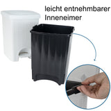 Mülleimer Treteimer 20 Liter mit separatem Inneneiner eckig 30x27x37cm Rattanoptik Kunststoff - Pedal zum Öffnen und Schliessen - Küche Pedaleimer Papierkorb Eimer Abfalleimer Abfallbehälter Mülltonne