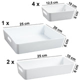 Schubladen  Organizer - 6 cm hoch - 7 Teile in 3 Größen - für 40x38 Schublade Aufbewahrungsbox weiß - Ordnungssystem