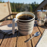 Melamin 4 Tassen 350 ml ideal für Camping - Schiefer - Stapelbar - Steingutoptik Trinkbecher Kaffeetasse Kaffeebecher
