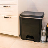 Mülleimer Treteimer 52 Liter eckig 42x38x50cm Kunststoff - Duoeimer mit Trennschiene Pedal Küche Pedaleimer Papierkorb Eimer Abfalleimer Abfallbehälter Mülltonne Müll Mistkübel