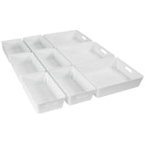 Schubladen Organizer - 6 cm hoch - 9 Teile - in 2 Größen - für 50x60cm Schublade Aufbewahrungsbox weiß - Ordnungssystem