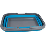 Faltbarer Schüssel mit Tragehenkel - rechteckig - 18 Liter - 46x34x19 cm gefaltet 5,5 cm hoch - blau - Waschschüssel Spülschüssel Wasserschüssel - Kunststoff Spüle