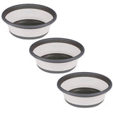 3x Faltbarer Schüssel - rund - 9 Liter - D-37,5x14 cm - gefaltet 5 cm - grau Waschschüssel Spülschüssel Wasserschüssel - Kunststoff Spüle