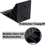 2x Unterlegkeile 15x10x9 cm für PKW Wohnmobil Wohnwagen aus Kunststoff mit Griff Bremskeil Keil Camping Zubehör Schwarz Parkhilfe Einparkhilfe Parkstopper Standkeil Auto Parken Anhänger