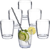 Melamin Geschirr Set rot für 6 Personen 24 Teile mit Trinkglas klar schwarz Tonoptik - Essgeschirr Acryl Wasserglas - Campinggeschirr