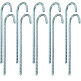 10 Stück Zeltnagel 30 cm Ø10mm J-Form geriffelte Oberfläche J-Typ Bodenanker für Marktstand Pavilons Trampolin Erdanker Zeltpflock