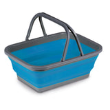 3x Faltbarer Schüssel mit Tragehenkel - rechteckig - 18 Liter - 46x34x19 cm gefaltet 5,5 cm hoch - blau - Waschschüssel Spülschüssel Wasserschüssel - Kunststoff Spüle