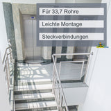 Edelstahl Rohrverbinder für 33,7 mm Rohre - V2A Fitting für Geländer Handlauf Balkon Verbindung gebürstet Steckverbinder Verbindung Steckverbindung