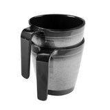 Camping Melamin Tassen - 2 Stück stapelbar jeweils 300ml - Steingut Optik Schwarz-Grau Trinkbecher Kaffeetasse Kaffeebecher Tasse - Henkeltasse Wohnwagen Wohnmobil Geschirr