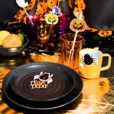 4 x Halloween Party-Glas aus Acryl 360ml Orange - Tischdeko Acrylglas Kunststoff Wasserglas Garten Echtglasoptik Picknick Becher Kinder Senioren Longdrink Coktail