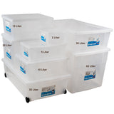 3 x Aufbewahrungsbox mit Deckel 62 Liter - 59x39x35 cm - transparent stapelbar LEBENSMITTELECHT - Kunststoff Box Kiste - Plastik Behälter Organizer - Büro Haushalt Küche Kinderzimmer Spielzeugkiste