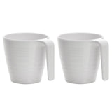 Camping Melamin Tassen - 2 Stück stapelbar jeweils 300ml - Soft Weiss Trinkbecher Kaffeetasse Kaffeebecher Tasse - Henkeltasse Wohnwagen Wohnmobil Geschirr
