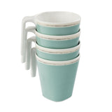 Melamin Tassenset pastellgrün 4 Tassen je 350 ml - Campinggeschirr Geschirr Personen Picknick Camping Outdoor