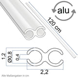 Alu Doppelkederschiene 1,2 Meter Kederleiste Ø8mm (passend für 5-7mm Keder) - Aluminium Leiste Kederprofil für Wohnwagen Wohnmobil - Zelt Vorzelt Schürzenleiste Vorzeltschiene
