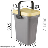 Abfalleimer 7 Liter 23x19x30,5cm - mit Gummidichtung im Deckel - mit dem Henkel verschließbar - Geruchstdichter Mülleimer Biomüll Windeleimer Wickeleimer Hygieneeimer Katzeneimer Küche Kompost