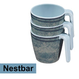 Melamin 6 Tassen 350 ml ideal für Camping - Mondgranit - Stapelbar - Steingutoptik Trinkbecher Kaffeetasse Kaffeebecher
