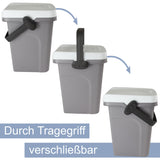 3x Abfalleimer 7 Liter 23x19x30,5cm - mit Gummidichtung im Deckel mit dem Henkel verschließbar - Geruchstdichter Mülleimer Biomüll Windeleimer Wickeleimer Hygieneeimer Katzeneimer Küche Kompost