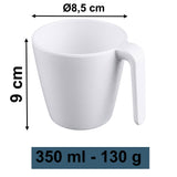 Melamin 2 Tassen 350 ml ideal für Camping - Schiefer - Stapelbar - Steingutoptik Trinkbecher Kaffeetasse Kaffeebecher