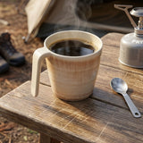 Melamin 6 Tassen 350 ml ideal für Camping - Jesolo Sand - Stapelbar - Steingutoptik Trinkbecher Kaffeetasse Kaffeebecher