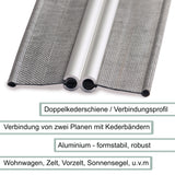 Alu Doppelkederschiene 1 Meter Kederleiste Ø8mm (passend für 5-7mm Keder) - Aluminium Leiste Kederprofil für Wohnwagen Wohnmobil - Zelt Vorzelt Schürzenleiste Vorzeltschiene