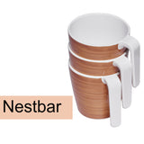 2 Stück Melamin Tasse 350 ml ideal für Camping - Bambi Braun - Stapelbar - 2 Personen Holzoptik Trinkbecher Kaffeetasse Kaffeebecher