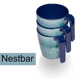 2 STÜCK Melamin Tasse 350 ml ideal für Camping - Adria Blue - Stapelbar - Steingutoptik Trinkbecher Kaffeetasse Kaffeebecher