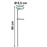 Pflanzenstütze mit Blumenring 60 cm hoch - Ring Ø6,5 cm - aus 4mm kunststoffummantelten Draht - Grün Single Stem - Metall - Blumenstütze Buschstütze - Staudenstütze - Blumenhalter Rankhilfe Pflanzenring Zimmerpflanzen