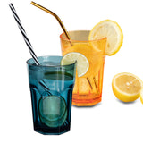 Melamin Geschirr Set Toskana für 4 Personen - 16 Teile - BUNT - Mandala-Optik mit farblich passenden Trinkgläsern 400 ml aus Acryl Campinggeschirr