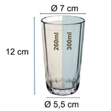 Melamin Geschirr Set Jesolo Blau für 6 Personen - 24 Teile - mit klarem Trinkglas 300ml - aus Acryl Steingutoptik Campinggeschirr