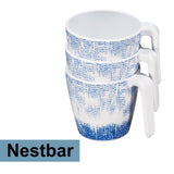 Melamin 4 Tassen 350 ml ideal für Camping - Wish Flower - Pusteblume - Stapelbar - Steingutoptik Trinkbecher Kaffeetasse Kaffeebecher